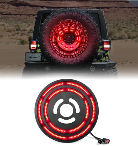 Xprite 14" Spare Tire Brake Light, 3rd LED Rear Wheel Lights Third Tail Lamp for 2007-2018 Jeep Wrangler JK & 2018+ Jeep Wrangler JL/JLU