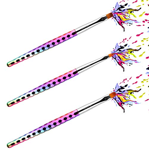 Lavinda Acrylic UV Gel Nail Brush Painting Brush Pen Set for Poly Extension Gel, Brush Nylon Hair Nail Art Tips Builder Brush for Home and Salon Nail Art Tools, 3 pcs Christmas New Year Gift