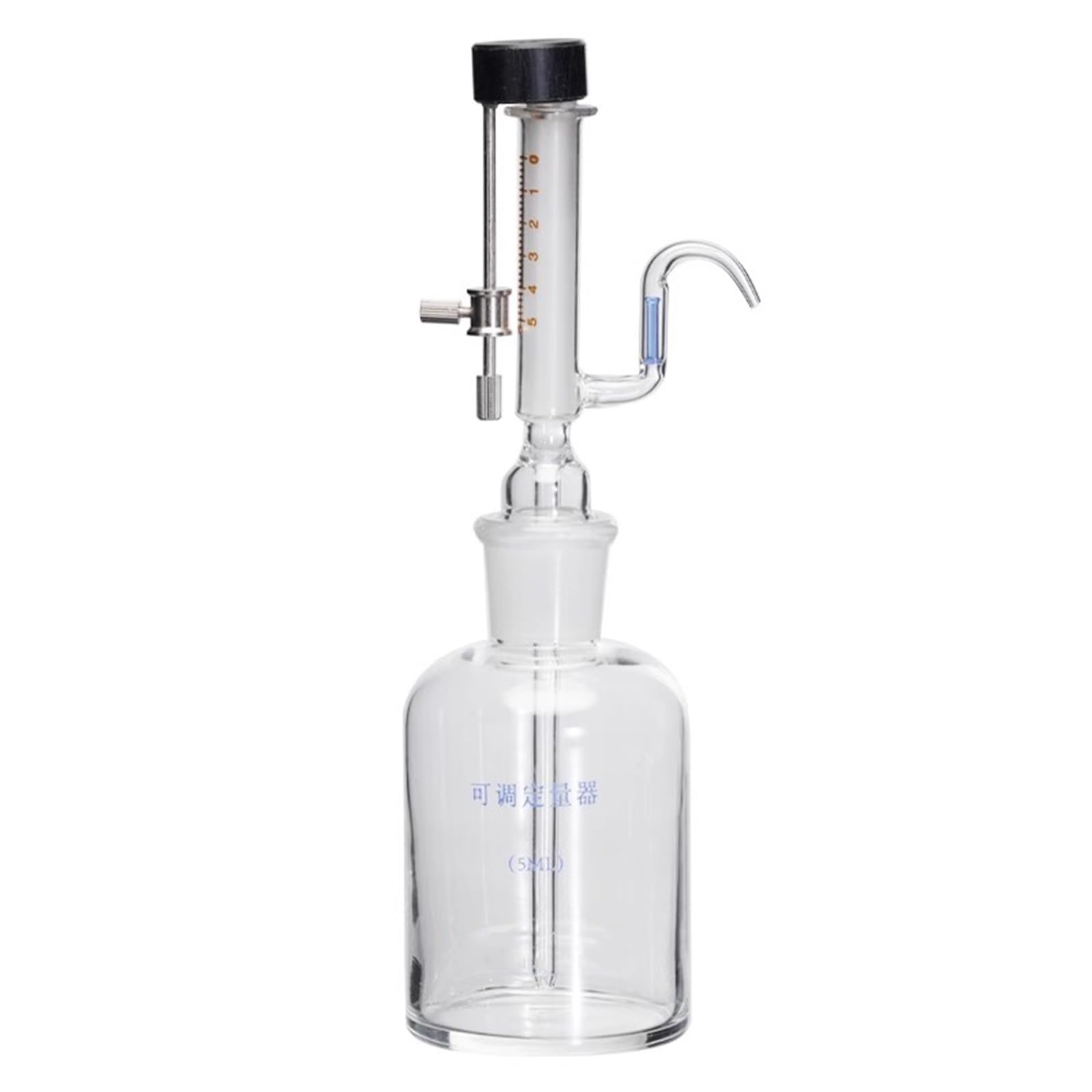 Dispositivo dosificador de líquido, pipeta de vidrio micro ajustable de 1/5 ml con perilla de ajuste de acero inoxidable para mediciones precisas de laboratorio