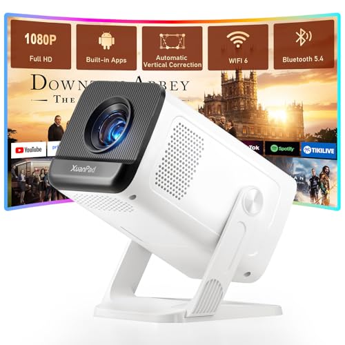 Image of 【Built-in Android 14】XuanPad Mini Projector with Wi-Fi and Bluetooth, Full HD 1080P Smart Portable Projector with 210° Stand, Auto Vertical Keystone, Compatible with HDMI/USB/TV Stick/Phone/Laptop