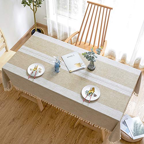 Nappe table basse rectangle lin coton tissu décoration
