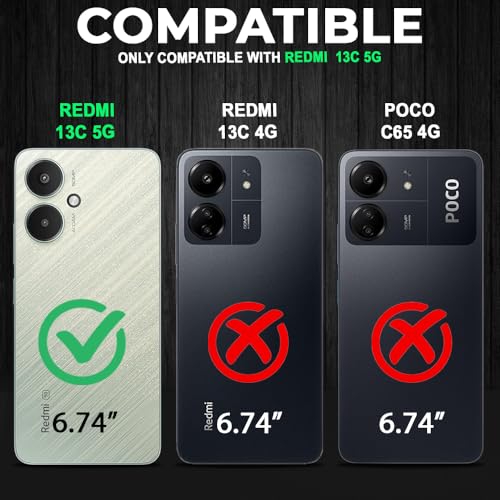 Image of AESTMO Tough Armor Redmi 13C 5G / Poco M6 Bumper Back Case Cover | Ring Holder & Sliding Camera Shield Cover | 360 Degree Protection Back Case Cover for Redmi 13C / Poco M6 (Black)
