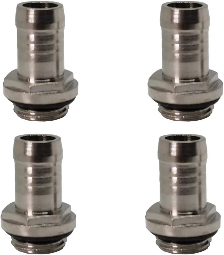 4Pcs G1/4" Barb Fitting Adapter OD 11mm Soft Tubing Hose Barb Fitting for Computer Water Cooling System, Silver