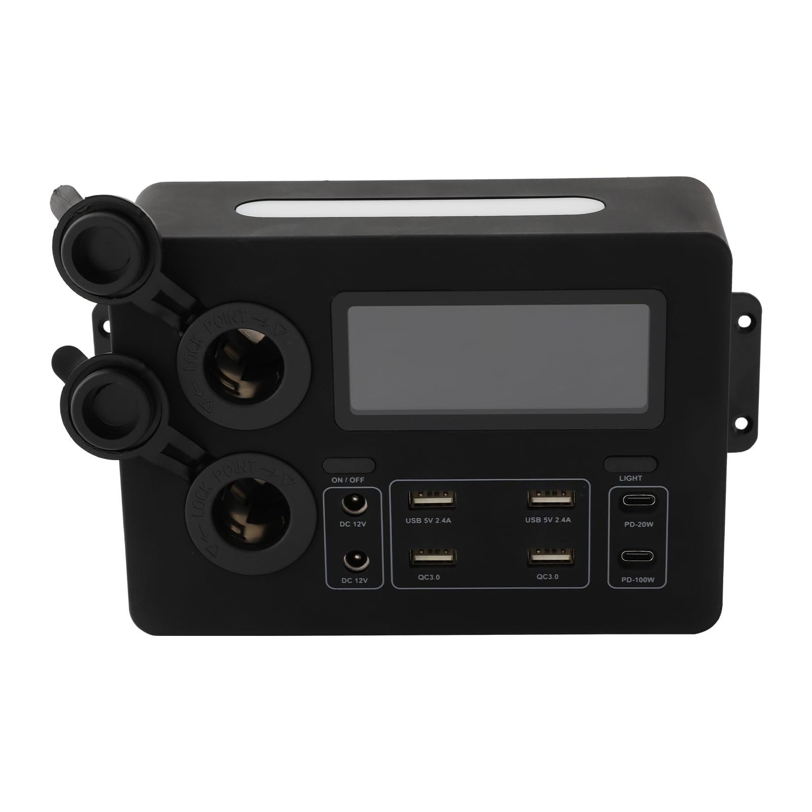 Mini Power Box - Estación de alimentación portátil con luces LED, LED, USB C y QC3.0, caja de distribución de energía portátil multifuncional para RV yates