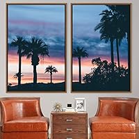 2 Piece Framed Canvas Wall Art Palm Tree Canvas Prints Home Artwork Decoration for Living Room,Bedroom - 16