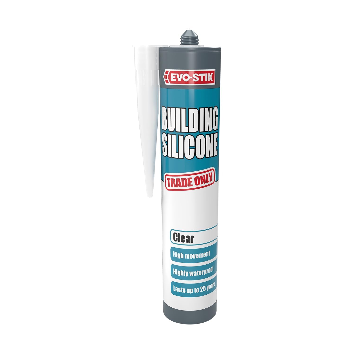 Building Silicone Sealant, Waterproof, High Movement Accommodation, Interior & Exterior Use, Lasts Up To 25 Years, Colour: Clear, Size: 290Ml 5000403111704