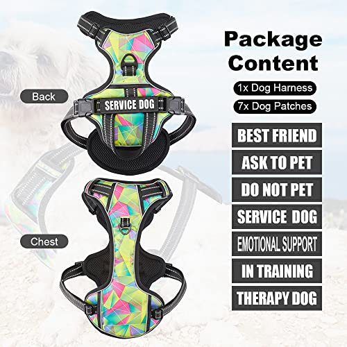 Service Dog Vest Harness, Animire No Pull Dog Harness With 7 Dog Patches, Reflective Pet Harness With Soft Padded Handle For Training Small, Medium, Large, And Extra-Large Dogs(Multi-Colored,Small) #TOP5