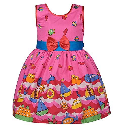 Image of Wish Karo Baby Girls Cotton Frock Causal Dress for Girls-Orange Dress - (ctn306)