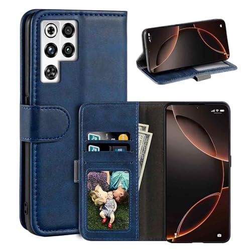 UOGNADGD ���U�[�t���b�v�J�o�[ ZTE Nubia Red Magic 11S Pro 5G �Ƃ̌݊������� �J�[�h�X���b�g�t���E�H���b�g�P�[�X�A�}�O�l�b�g�N���[�W���[�A�L�b�N�X�^���h�ARFID�ϏՌ��t�H���I (�u���[)