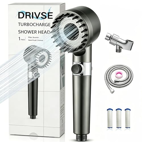 Drivse Showerhead Drivse Filtered Shower Head With Handheld High Pressure Handheld Hydrojet Nozzle Kit with Water Filter Fits for Men Women Children and Pets. (Showerhead)