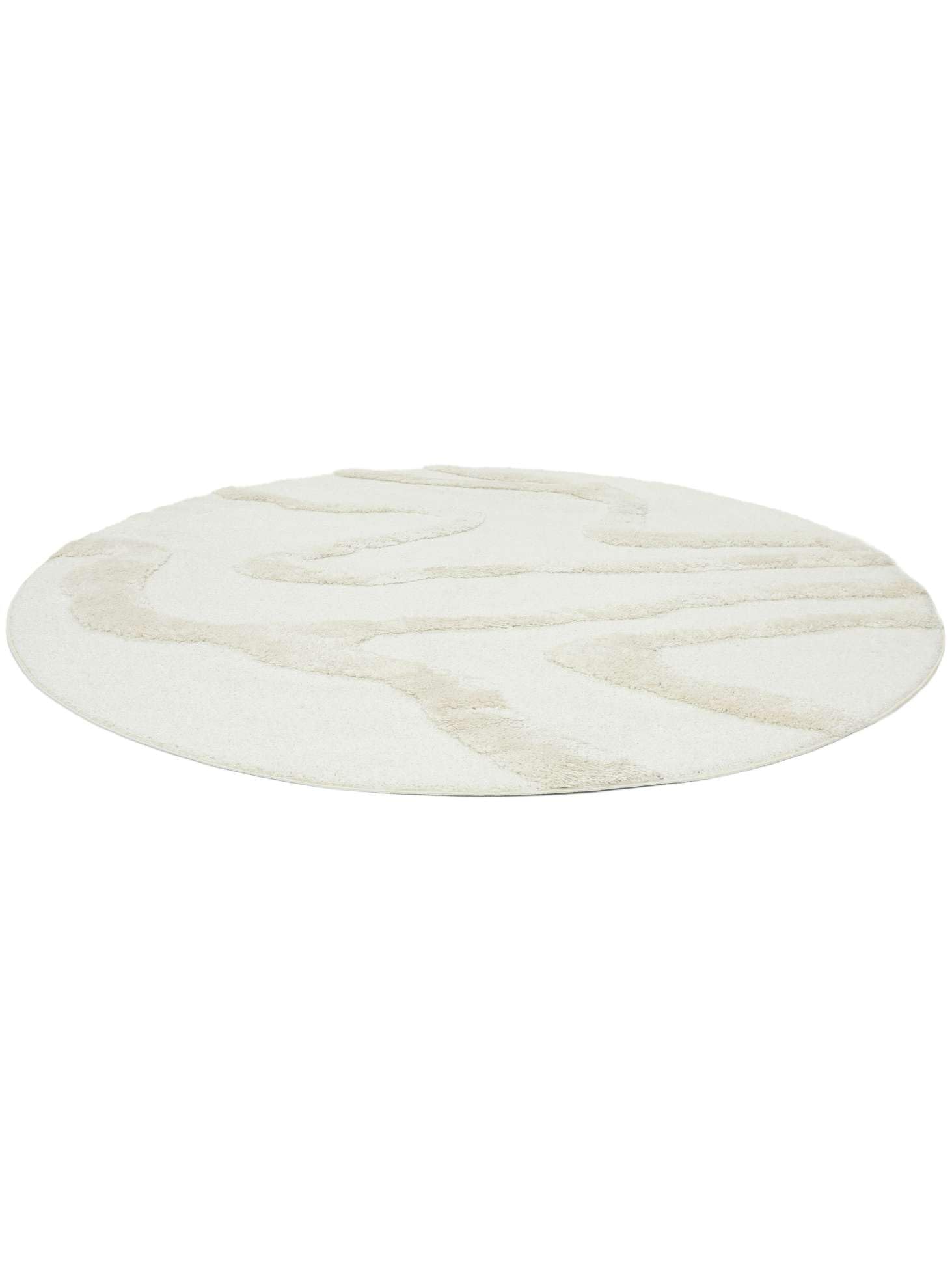 RugVista Ginori Alfombra, Ø 160 cm, Off Blanco | Modernas, Redondo, Pelo lungo, Limpieza en seco, Oeko-Tex 100
