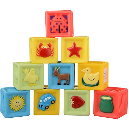 Moobom 10pcs exprimir y pila bloque bloques de edificio set de baño suave juguete para bebé juguetes de educación temprana