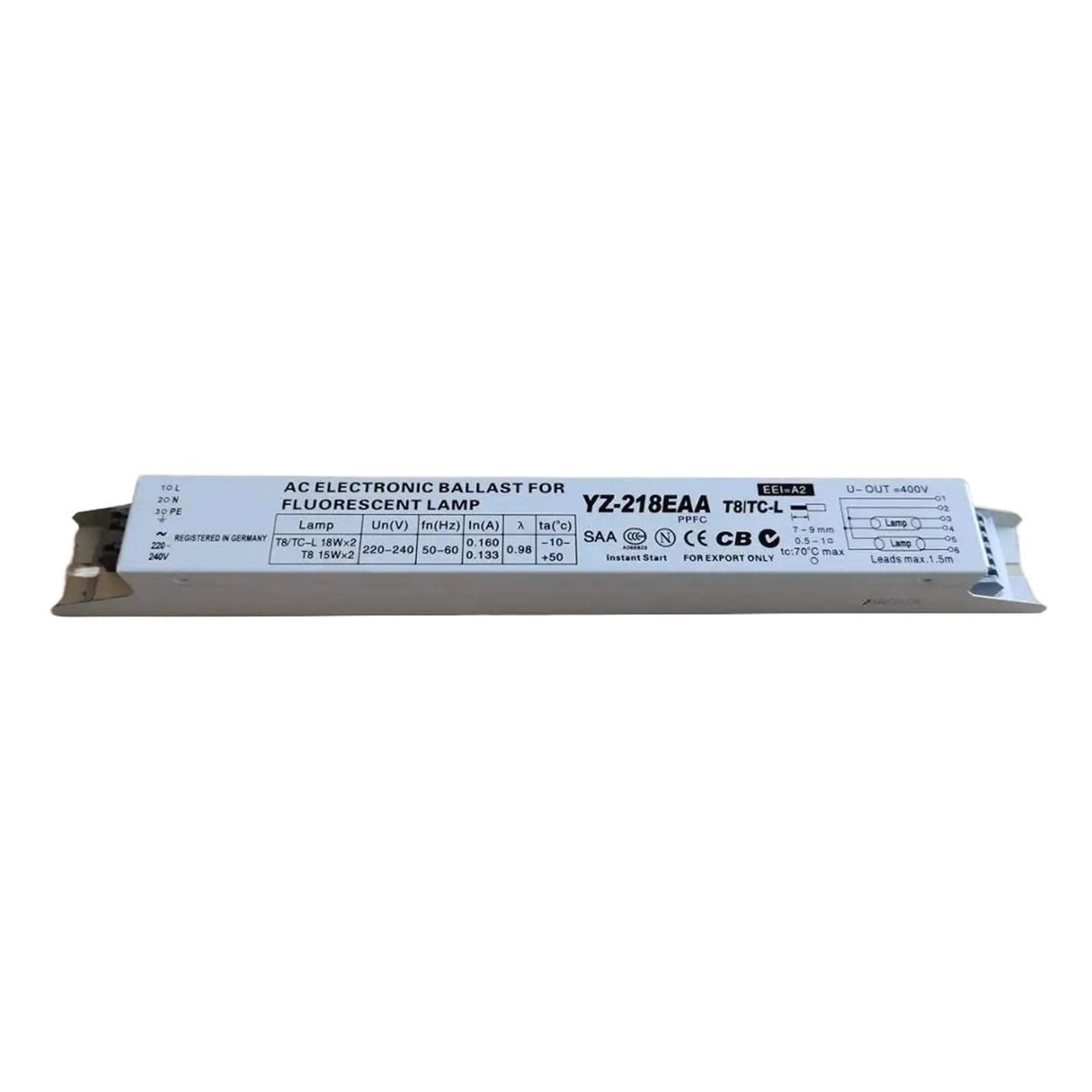 HASGTFM 220-240V YZ-218EAA AC Electronic Ballast Instant Start Fluorescent Lamp Electronic Ballast For T8/TC-L 18WX2 T8 15WX2 Lamps