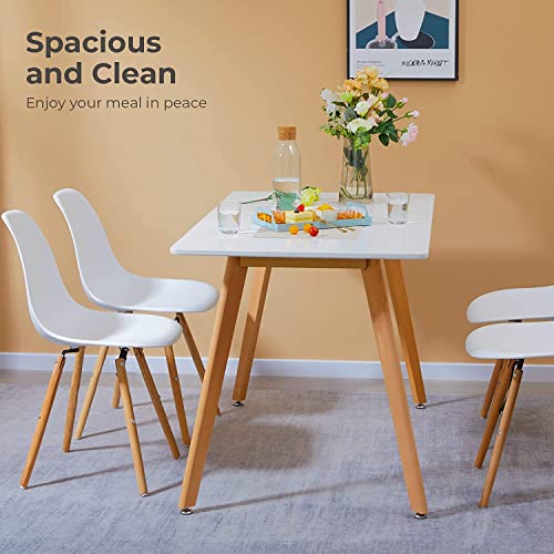 Greenforest Dining Table Modern Rectangular Top With Solid Wood Legs 47.2 X 27.6 X 30 Inch, Kitchen Table For Dining Room, White #TOP6