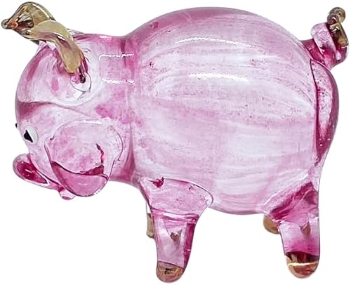 Miniatura 7 de Pequeña figura de cerdo de pie de oro rosa de 1.0 pulgadas de largo Cerdos de vidrio pintado a mano soplado a mano, cerdos cerdos, animales de