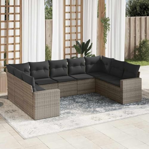 DYRJDJWIDHW Sofa rinconera,sofá Cama 135,Sofa Segunda Mano,Sofa Cama 2 plazas Oferta,Set de Muebles de jardín 9 pzas y Cojines ratán sintético grisAdecuado para salón, Dormitorio