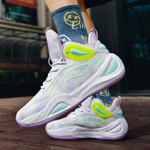 Image of Womens Mens Basketball Shoes High Top Fashion Volleyball Sneakers Breathable Lace Up Non Slip Sport Outdoor Shoe for Unisex