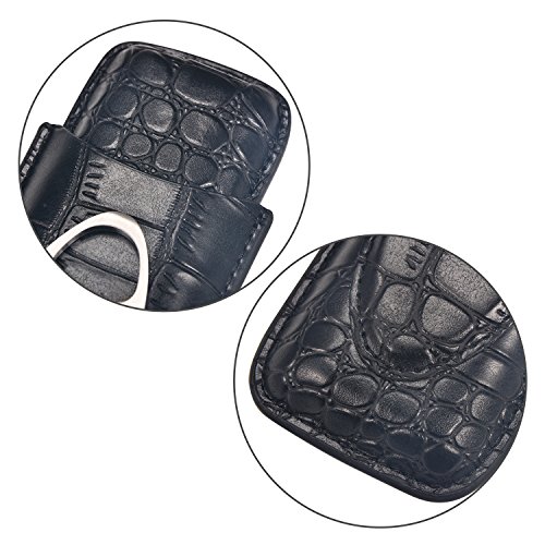 Volenx Travel Cigar Case for 2 Cigars, Leather Humidor Cigar Case with Stainless Steel Cigar Cutter(Black)