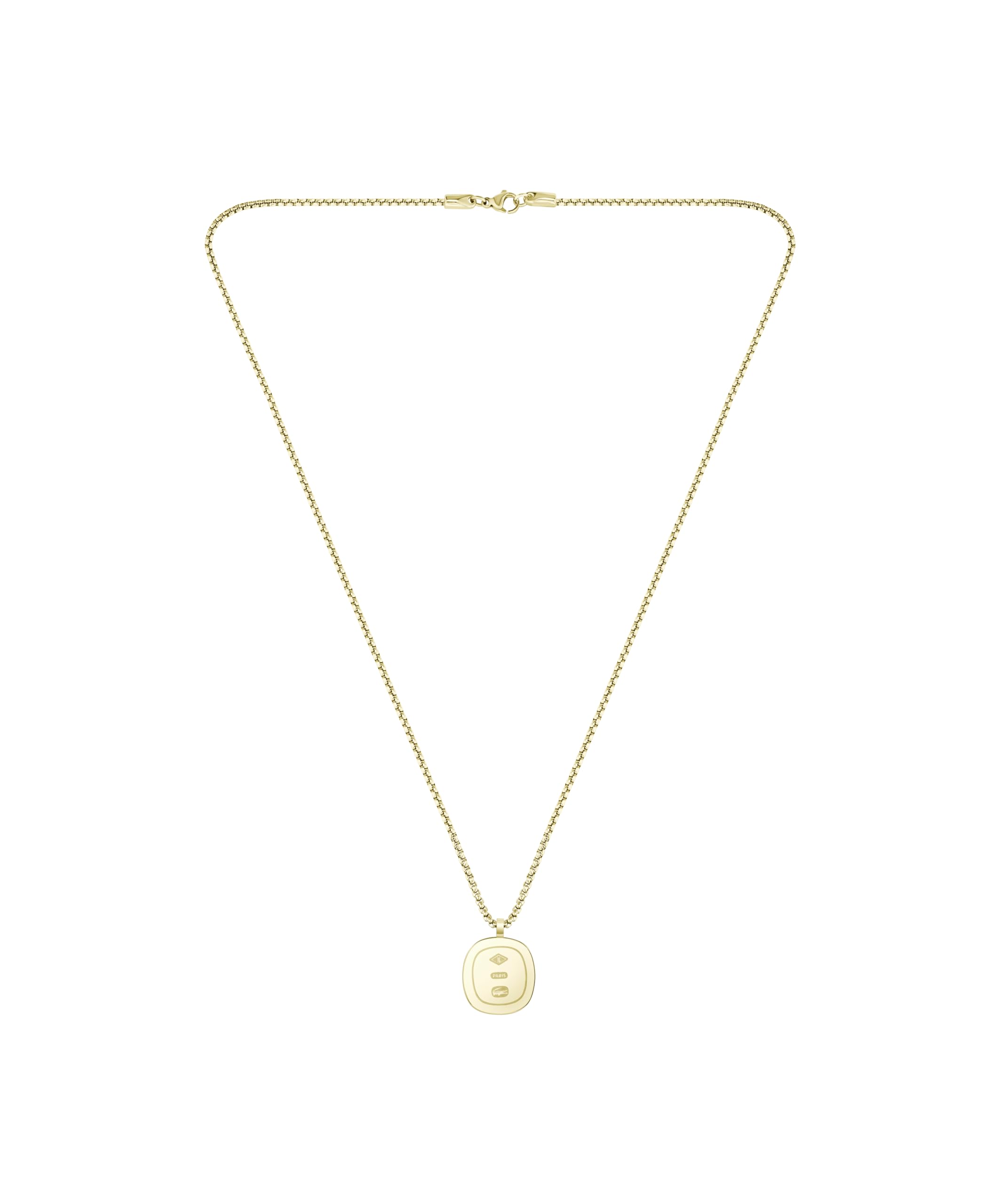 Lacoste Collier pour Homme Collection VIGOR en Acier inoxidable et Couleur Or Jaune