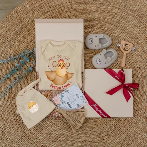 Custom Baby Boys Girls Newborn Going Home Outfit - New To The Coop Bodysuit Cute Chicken Rooster 0-3 Months Clothes2