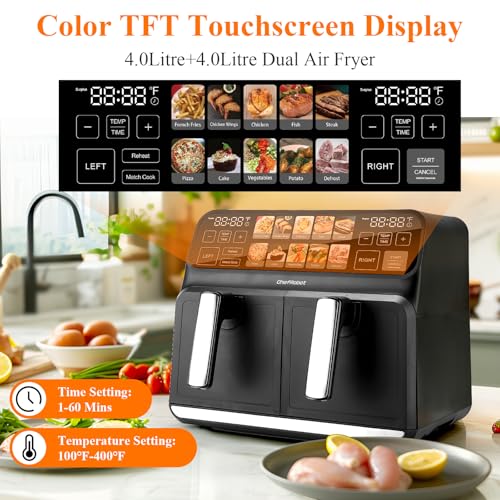 ChefRobot-Air-Fryer-8-Quart-Dual-Air-Fryer-TFT-Screen-Double-Air-Fryer-for-Family-SizeKitchenRV ChefRobot Air Fryer 8 Quart Dual Air Fryer TFT Screen Double Air Fryer for Family SizeKitchenRV