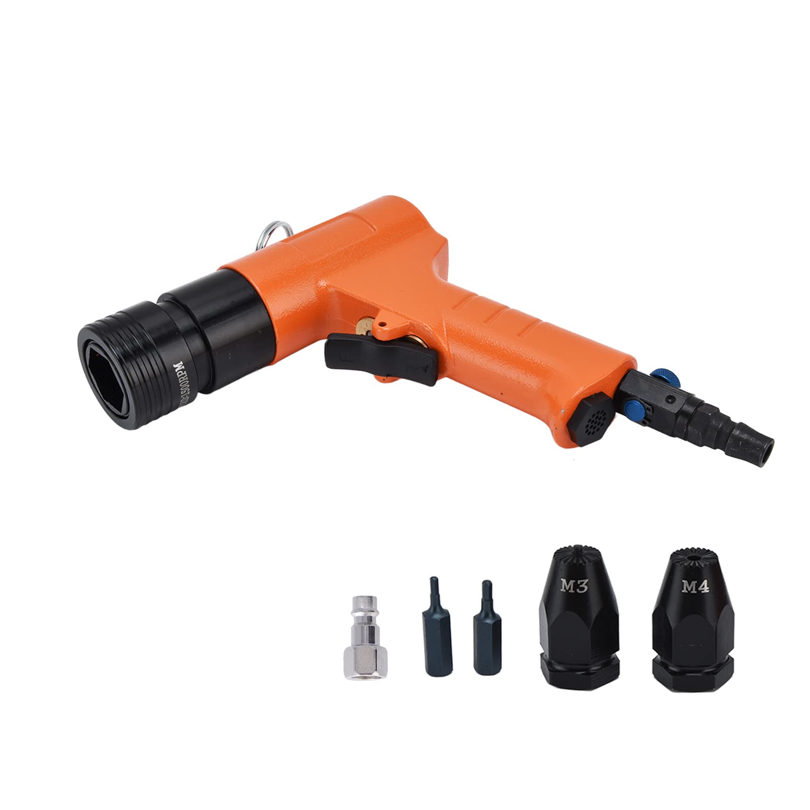 Riveters Pneumatic Rivet Nut Gun with Gun Head, Alloy Steel Air Riveter M3 M4 Riveting Tool Pull Nut Gun Tool 1500rpm 0.6?0.8Mpa
