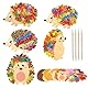 DATIFF 9 Stück Igel Bastelsets für Kinder Herbst Igel Kreativsets zum Basteln Kreative Kunst Kunsthandwerk Bastelhandwerk Ideale Bastelkoffer Herbstdeko mit Pailletten Moosgummi für Herbstzeit