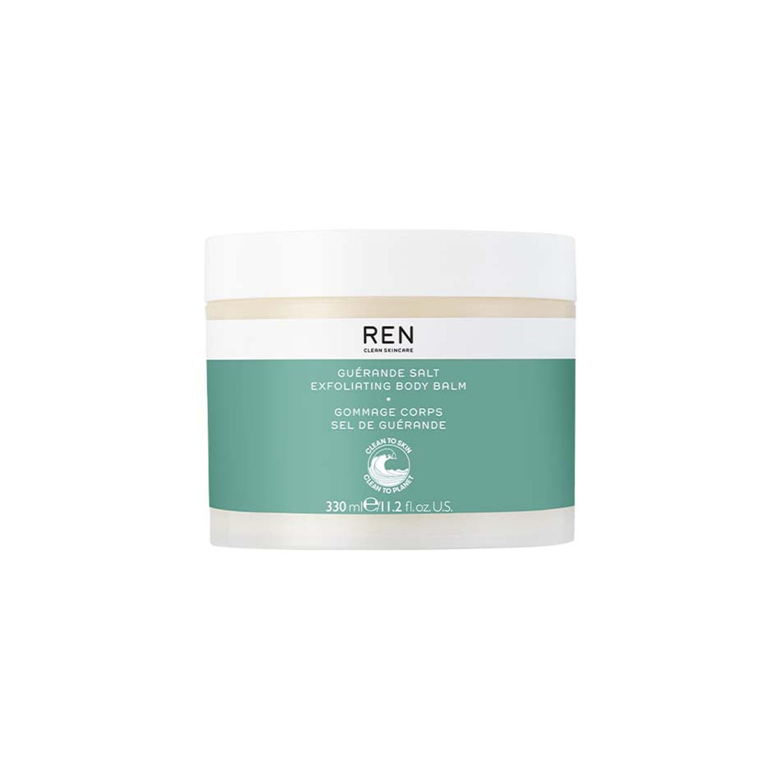 REN Clean Skincare Guerande Salt Exfoliating Body Balm (11.2 Fl Oz) Gentle Body Scrub to Exfoliate & Hydrate Skin