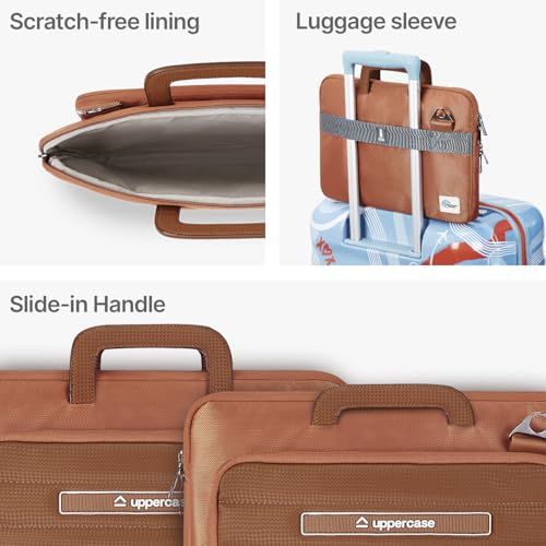 Image of uppercase Node Laptop Sleeve, Multi-Textured Quilted Design, Quick Access Pocket, Trolley Sleeve, Slide-in Handle & Detachable Shoulder Strap, Ideal for Men & Women | Office & Travel