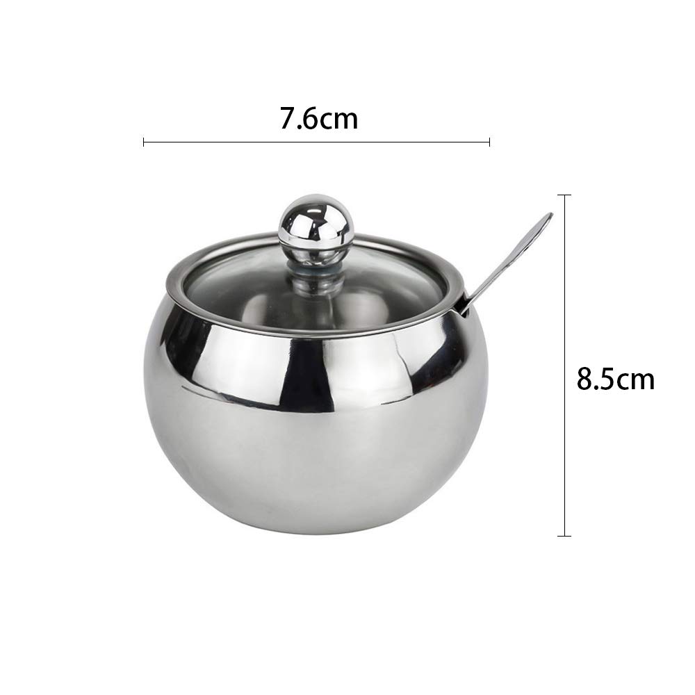 Set De 2 Pots à épices En Acier Inoxydable - Couvercle Transparent, Cuillères Et Plateau Inclus