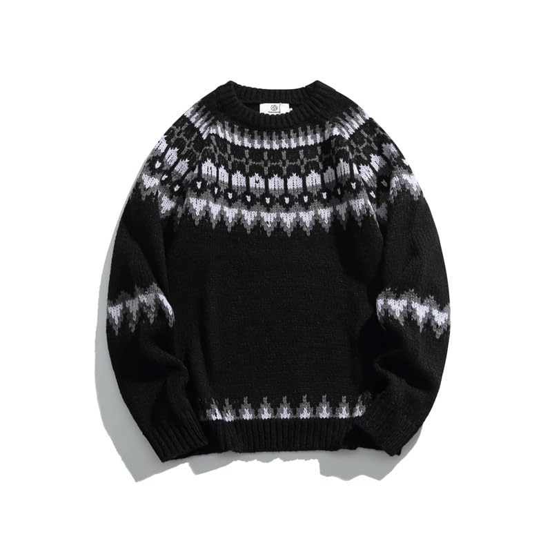 Autumn and Winter Round Neck Men's Sweater Japanese Retro Loose Long Sleeve Knit Sweater4