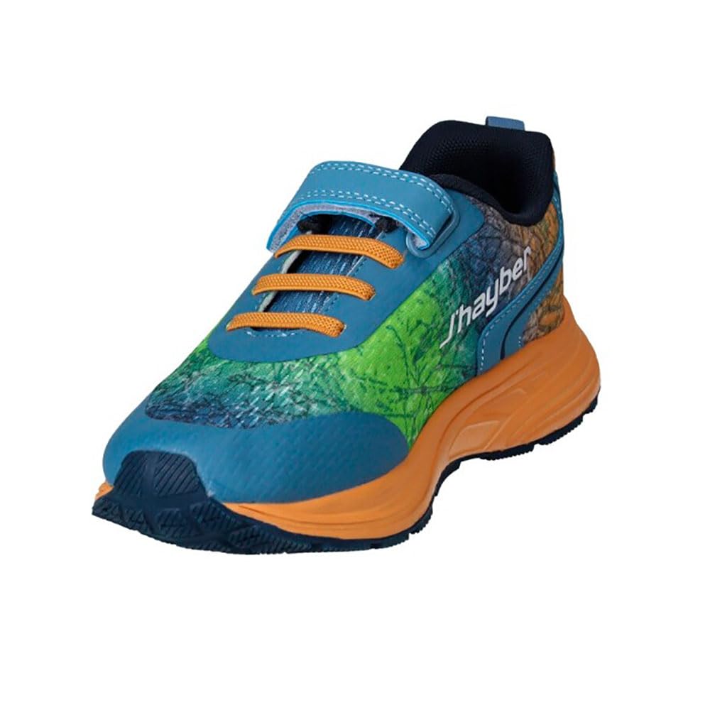 J´HAYBER - J HAYBER ZN450957 Zapatillas Deportivas para Niño con Cordones Elásticos y Tira de Ajuste, Calzado Infantil Ligero y Cómodo, Azul Verde y Naranja para: Niños