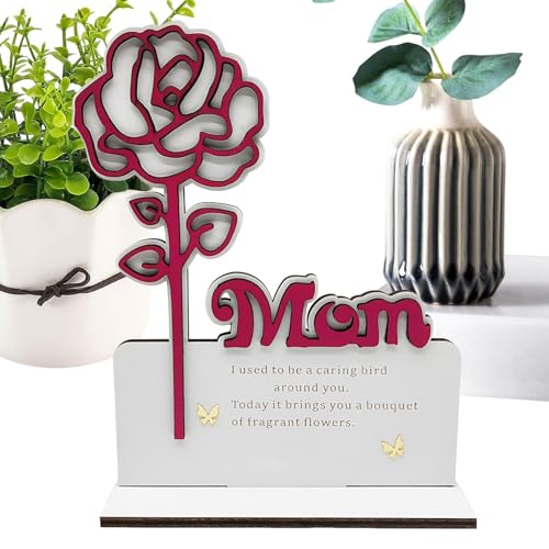 Decoraciones Para El Día De La Madre, Decoración De Flores De Madera - Arreglo Rosa Para Mamá Adorno De Escritorio Para Vestidos De Cama: Exquisita Madera Con Grano Natural Mig