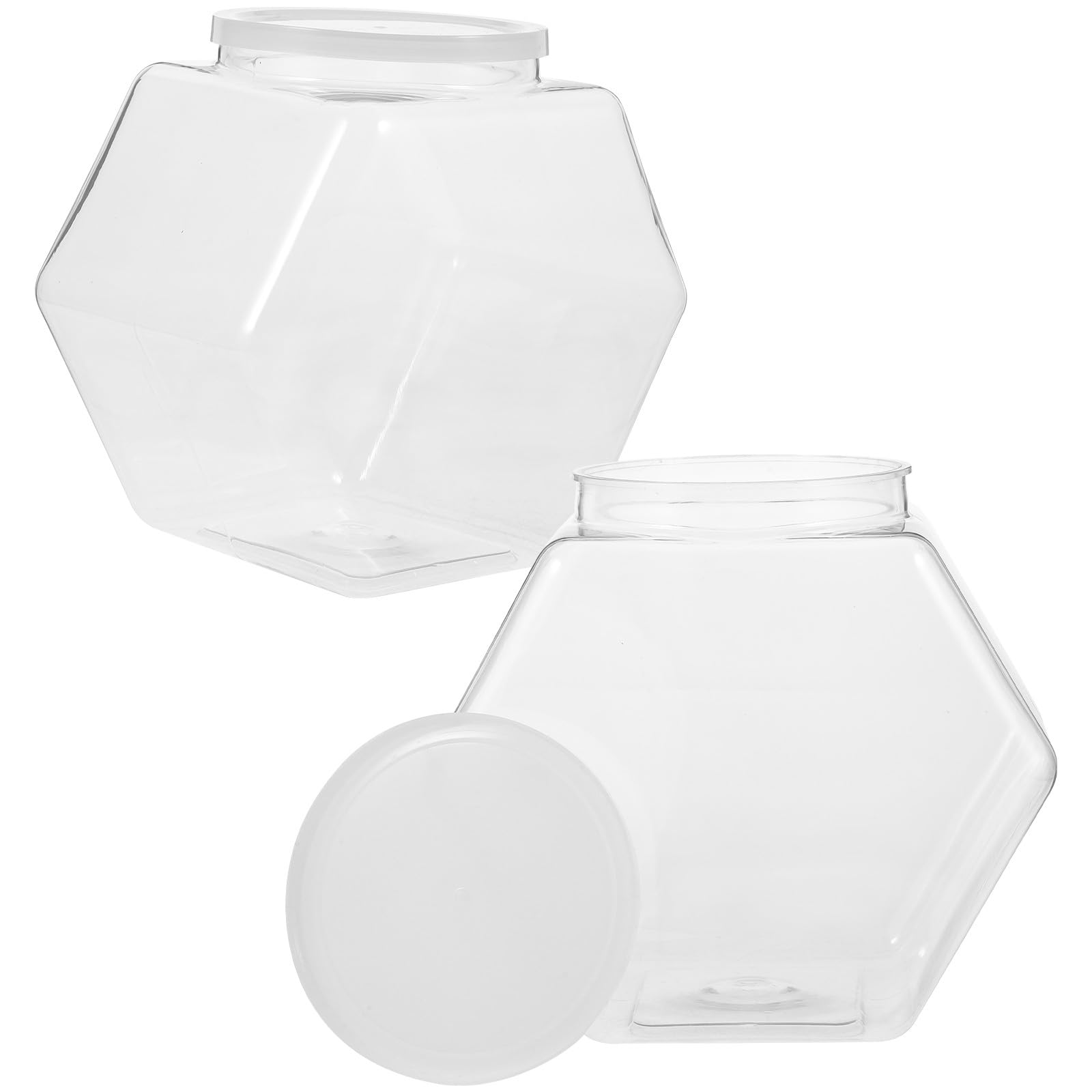 Bocaux à bonbons en plastique 3800ml hexagonaux pour conservation cuisine