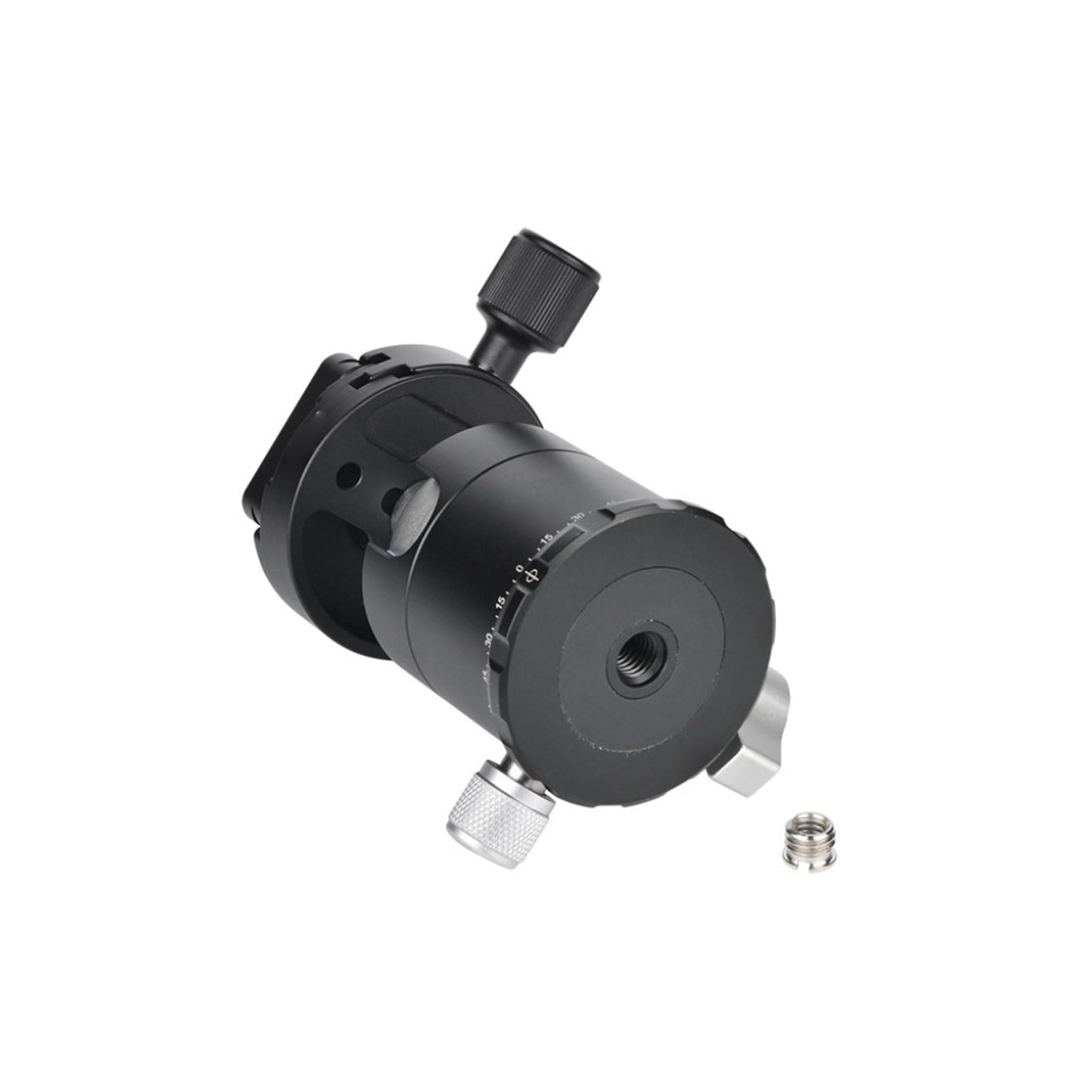 GOWENIC Testa a Sfera per Treppiede da 44 Mm, Testa a Sfera per Montaggio su Treppiede Panoramico per Fotocamera e Base Doppia Filettata con Piastra QR e Livella a Bolla, per Monopiede