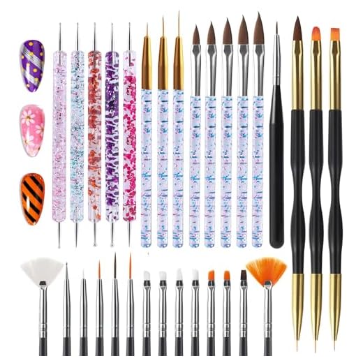 Artdone 31pcs Nail Art Brushes,Nail Art Tool Set,Nail Dotting Tools,Nail Dust Brush,Striping Nail Art Brushes for Long Lines,Nail Drawing Pen For Nail Design.…