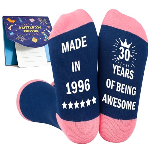 Belloxis 30th Birthday Gifts for Women Socks Gifts for 30 Year Old Woman 1996 Years Female Adult Cotton Crew Non-Slip Funny Novelty Fun 6-9 Womens Sock Presents from Friends Girlfriend Birthday Ideas