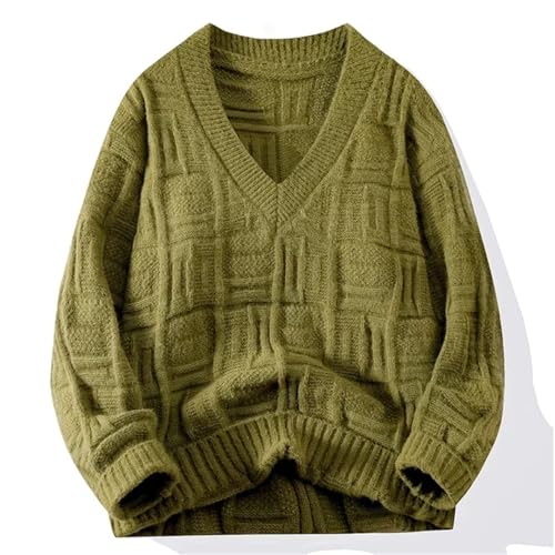 Men's Solid Color V-Neck Long-Sleeved Sweater, Warm and Comfortable Pullover Sweater3
