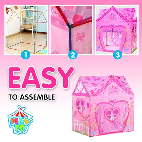 Kids Princess Castle Pink Tent, Indoor/Outdoor Playhouse, 37 * 28 * 40 Inch, Big Enough for 2-3 Little Children