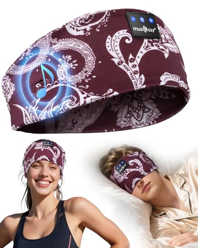 MUSICOZY Sleep Headphones, Comfortable Headband Headphones for Side Sleepers - Bluetooth 5.4 Wireless Headphone with Ultra Thin Speakers for Sleeping,Sport,Travel | Eye Mask Design for Deep Sleep