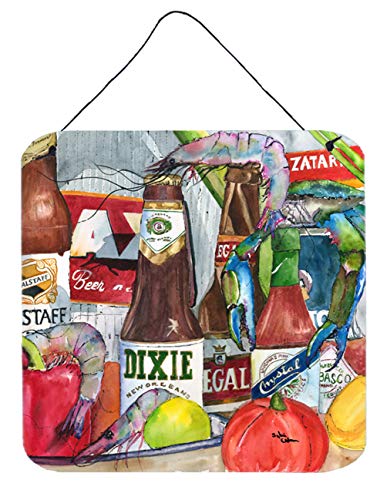 Caroline's Treasures 1017-2DS66 New Orleans Beers and Spices Wall or Door Hanging Prints Aluminum Metal Sign Kitchen Wall Bar Bathroom Plaque Home Decor, 6x6, Multicolor