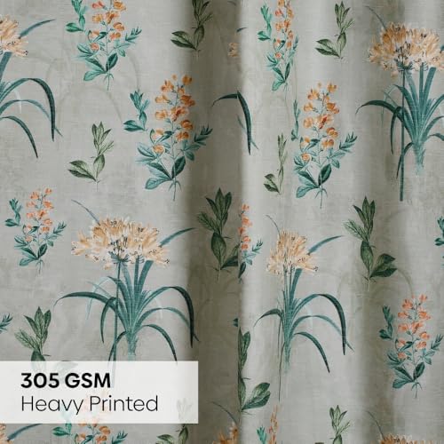Image of haus & kinder Digital Printed Cotton Door Curtain 7 Feet Long Pack of 1 Door Curtain, 7 Feet Curtain for Door (Woodland Bloom, Light Pink 130x213 CM)