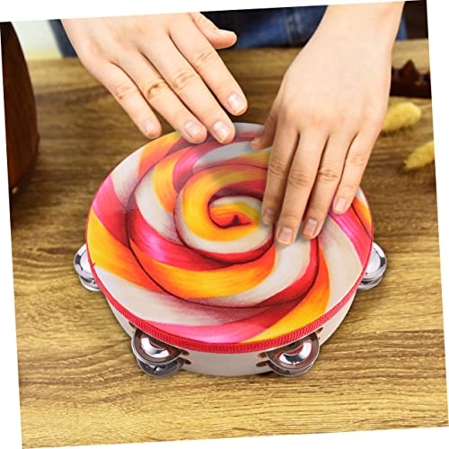 Abaodam 8 sino de tambor de mão jingles de metal de linha dupla Brinquedos infantis tamborim pandeir