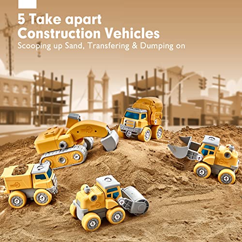 Toys For 5+ Year Old Boys - Take Apart Dinosaur Kids Toys Construction Vehicles 5 In 1 Vehicles Transform Into Dinosaur Robot Stem Building Toy For 5 6 7 8 Year Old Boys Educational Birthday Gift Idea #TOP1