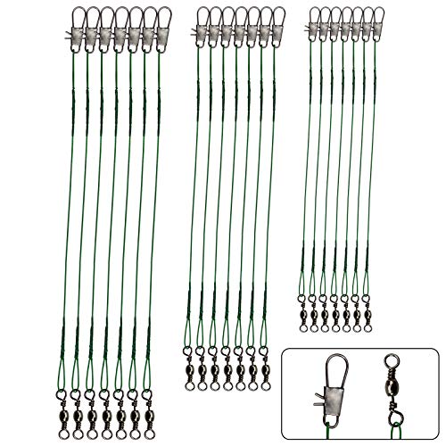 BB Hapeayou Steel Wire Fishing Leaders Kits with Swivels Snap 60PCS Fishing Line Kit for Saltwater Tooth Proof Connect (Green)