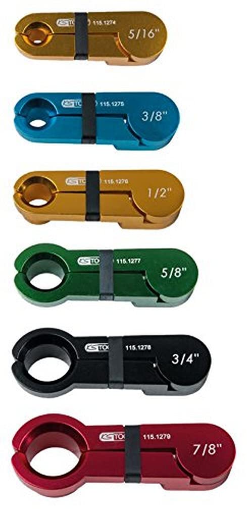 KS Tools 115.1285 Juego de herramientas de desmontaje para racores de conducciones con cierre de resorte CLIC, 7 pzs