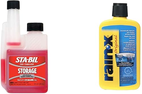 STA-BIL Estabilizador de combustible 22208, 8. onzas fluidas + RainX 800002243 Tratamiento de parabrisas amarillo, 7. onzas fluidas