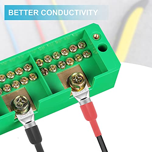 132 PCS Battery Terminal Connectors, 4 6 8 10 Gauge Wire Connectors, Battery Terminals, Tinned Cable Ends, Copper Wire Lugs for 4 6 8 10 AWG, Ring Terminals with Heat Shrink Tubing by HOUSUN