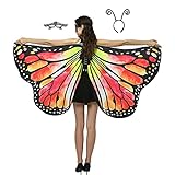 CISMARK Carnival Women's Beautiful Eye-Catcher Butterfly Wings Scarf Costume Accessories(orange jb)