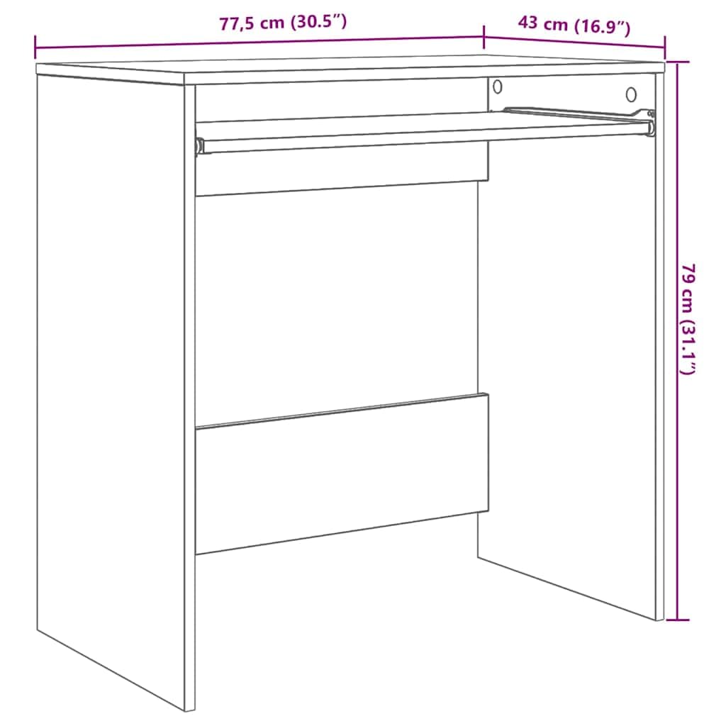 Biurko z szufladą i regałem, białe, 77,5 x 43 x 79 cm, z materiału drewnopochodnego, kompaktowe biurko komputerowe do domu, biura, gabinetu, ergonomiczne, zajmuje mało miejsca